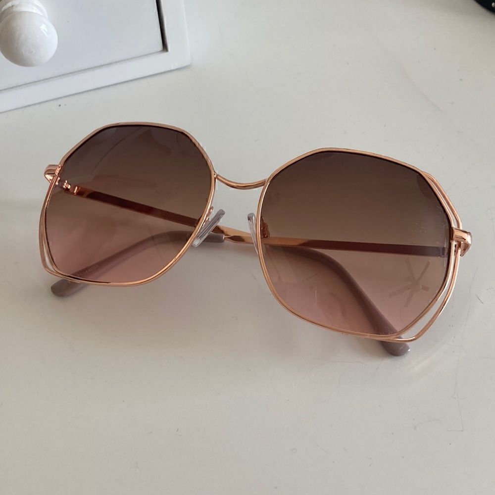 Women's Geometric Sunglasses Rose Gold Shiny